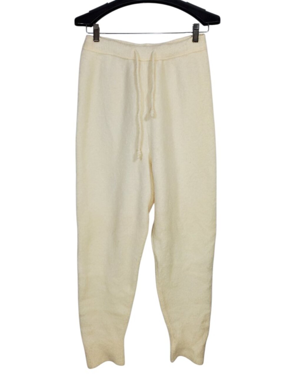 Nanushka Coba Felt Knit Jogger Pants Women's M White Virgin Wool Blend Plush